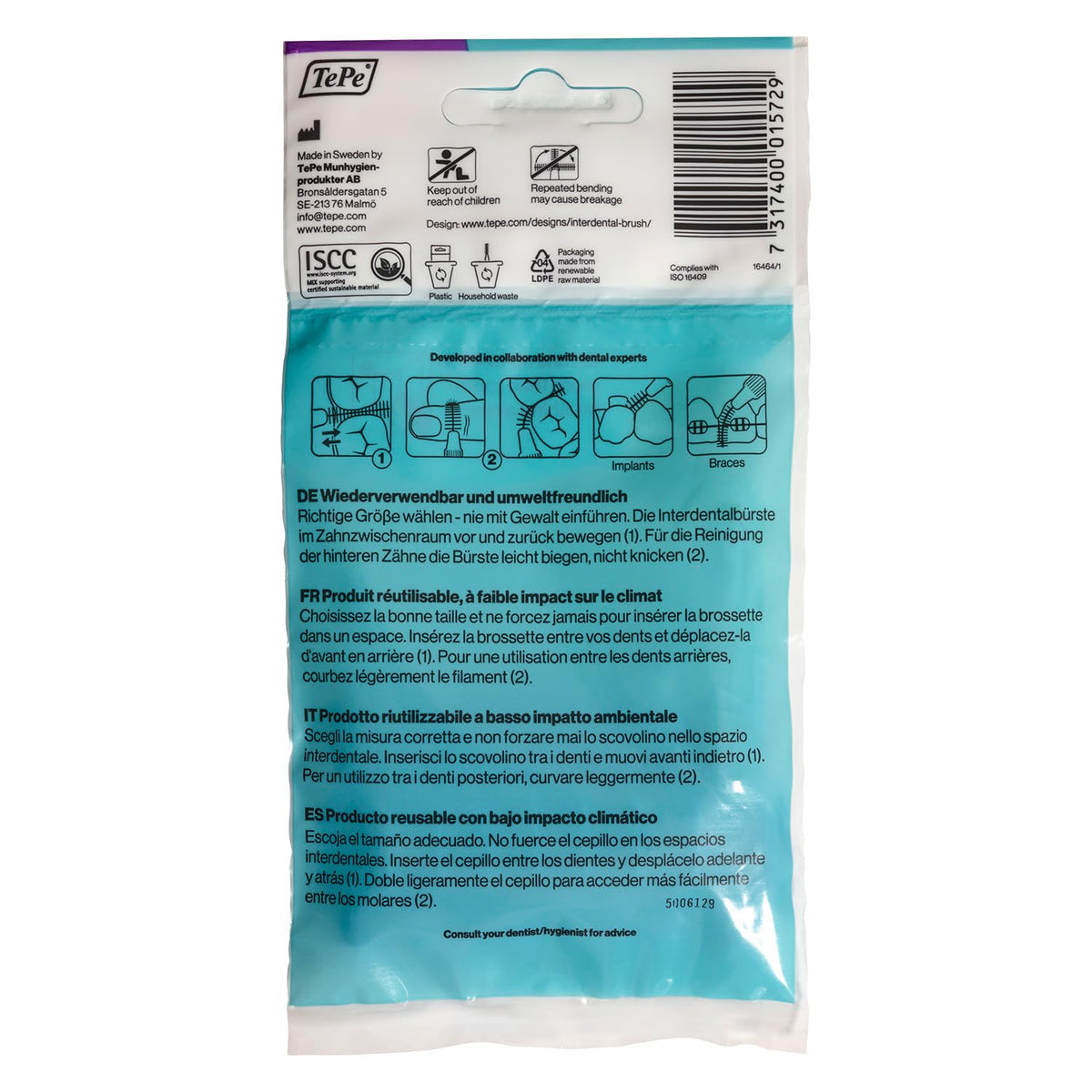TePe Interdental Brush, Original, Blue, 0.6mm/ISO 3, 8pcs