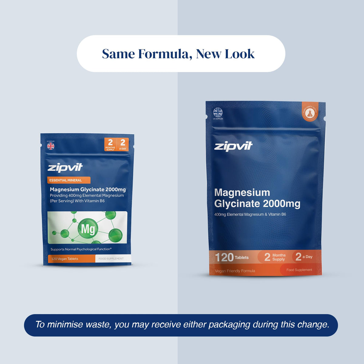 Zipvit Magnesium Glycinate 2000mg with Vitamin B6, 120 Tablets - Vegan