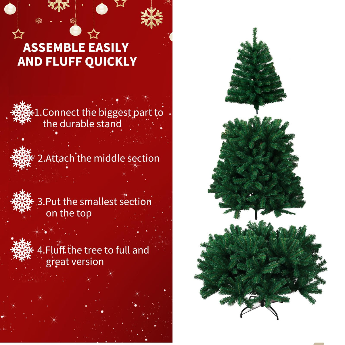 7ft Premium Christmas Tree 1432 Branch Tips Green Xmas Trees Bushy Artificial Christmas Tree Pine Tree with Metal Stand Easy to Assemble Realistic Spruce Branches Christmas Tree for Indoor and Outdoor