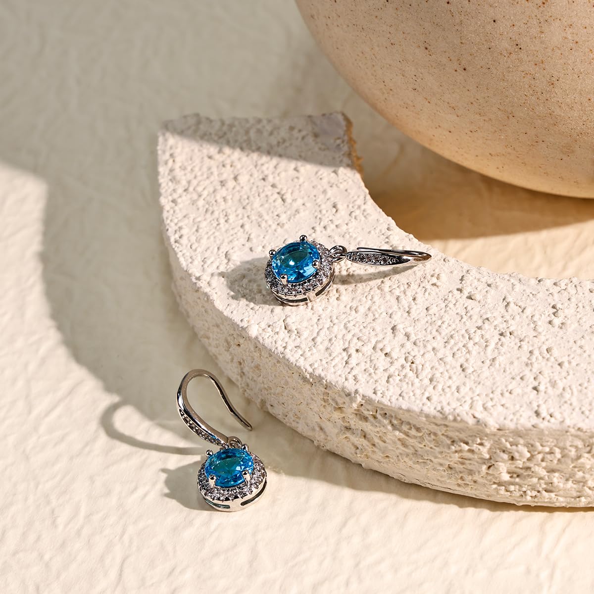 Birthstone Drop Earrings for Women, Silver Plated Dangle Earrings