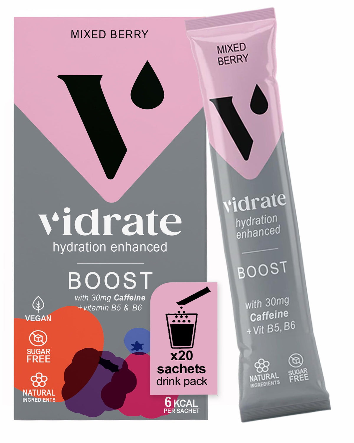 Vidrate Electrolytes Powder, Mixed Berry Variety Pack, 30 Sachets