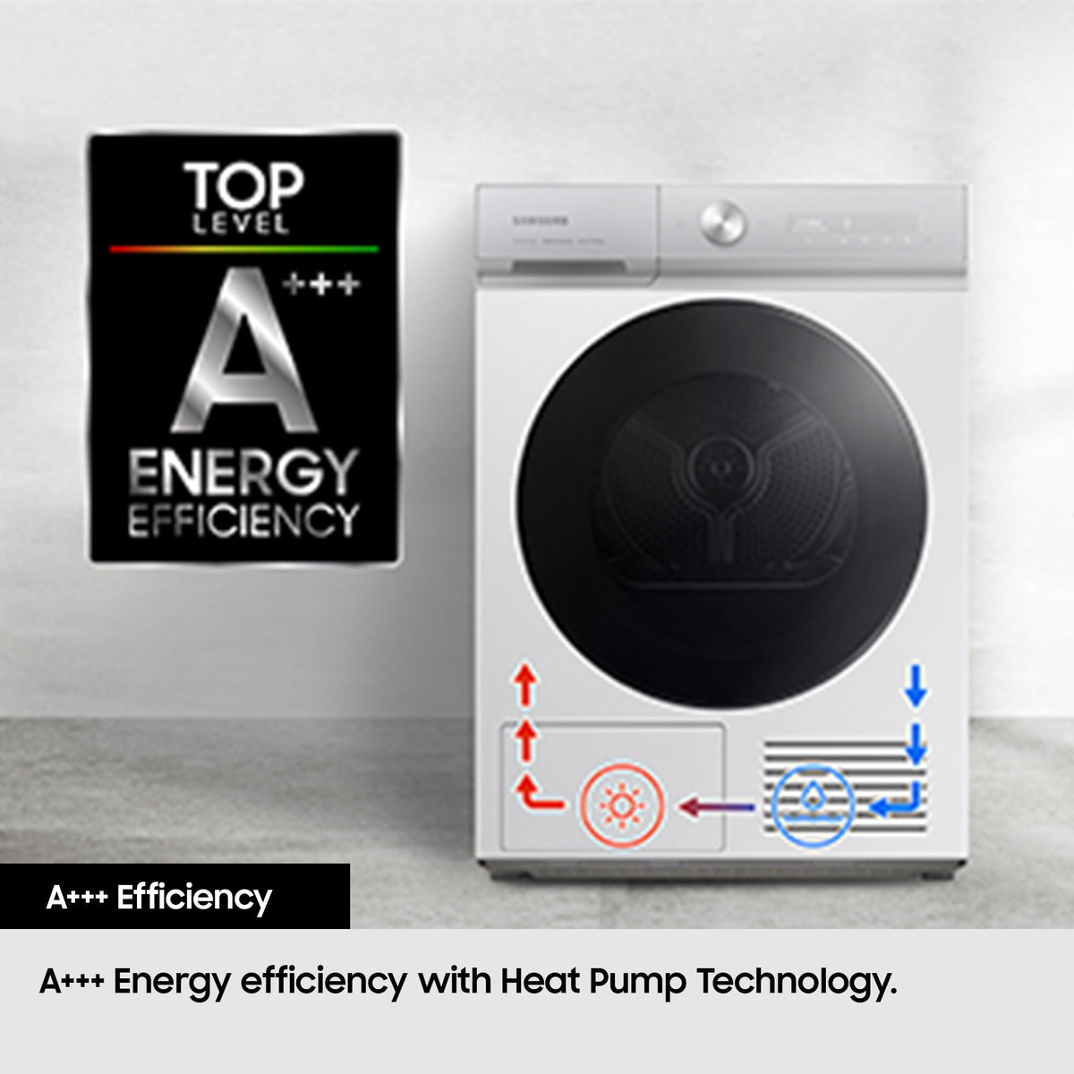 Samsung Series 6 DV90T6240LN/S1 with OptimalDry™, Freestanding Heat Pump Tumble Dryer, 9 kg, Graphite, A+++ Rated