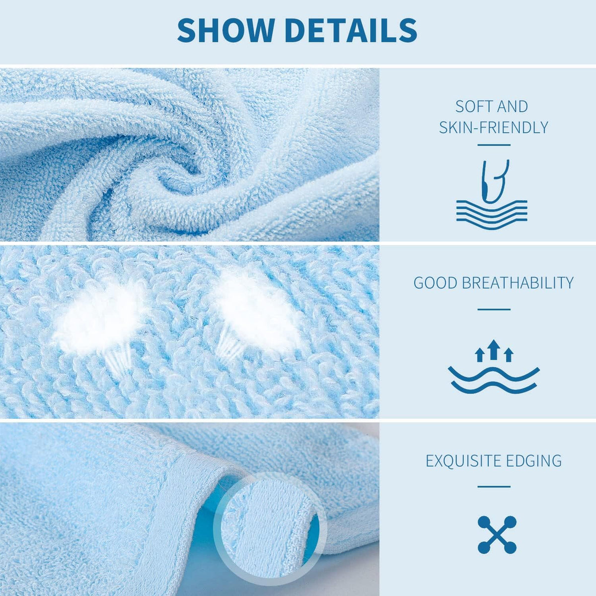 Lanjue 6 Pack Cotton Face Cloths, Flannel Washcloths, 20x20CM, Multicolored