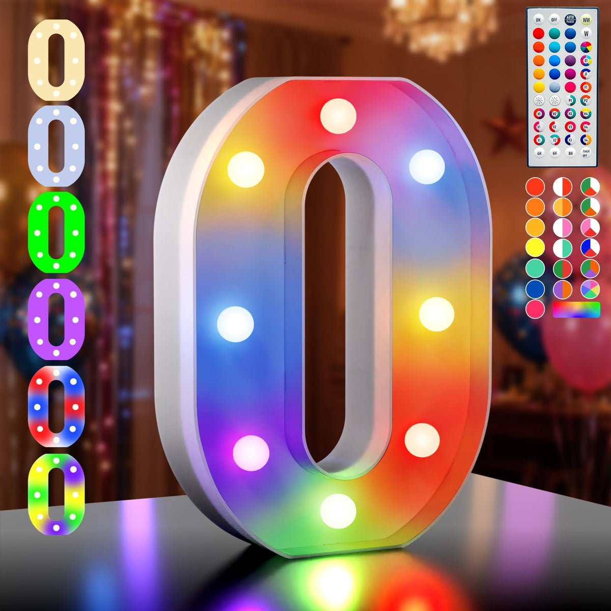 Ledido Pink Glitter Light Up Number 80 for 80th Birthday Decorations