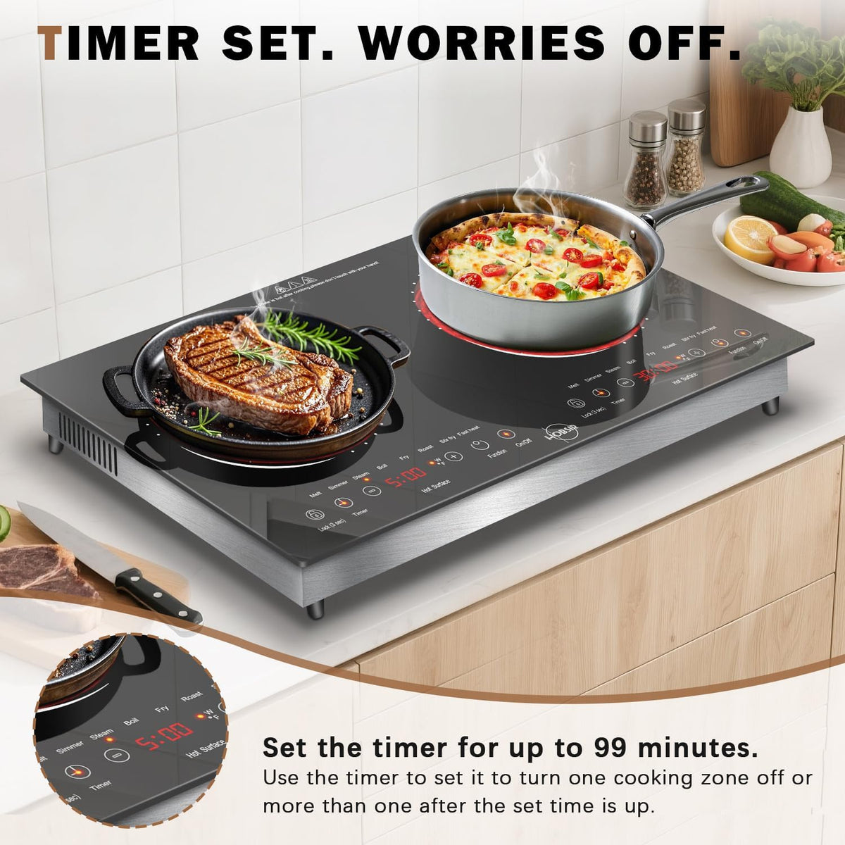Hobsir Plug in Ceramic Hob, 2 Ring Electric Hob 60 cm