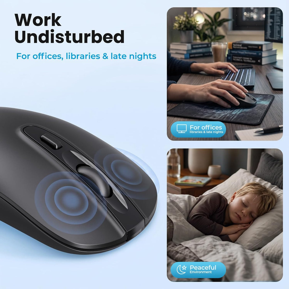 cimetech Wireless Mouse for Laptop, Portable Slim Silent Design for Left & Right Hand Users, Storable Nano Receiver, 800-1600 DPI, 2.4G Compact Computer Mice for MacBook, PC, Windows, Chromebook