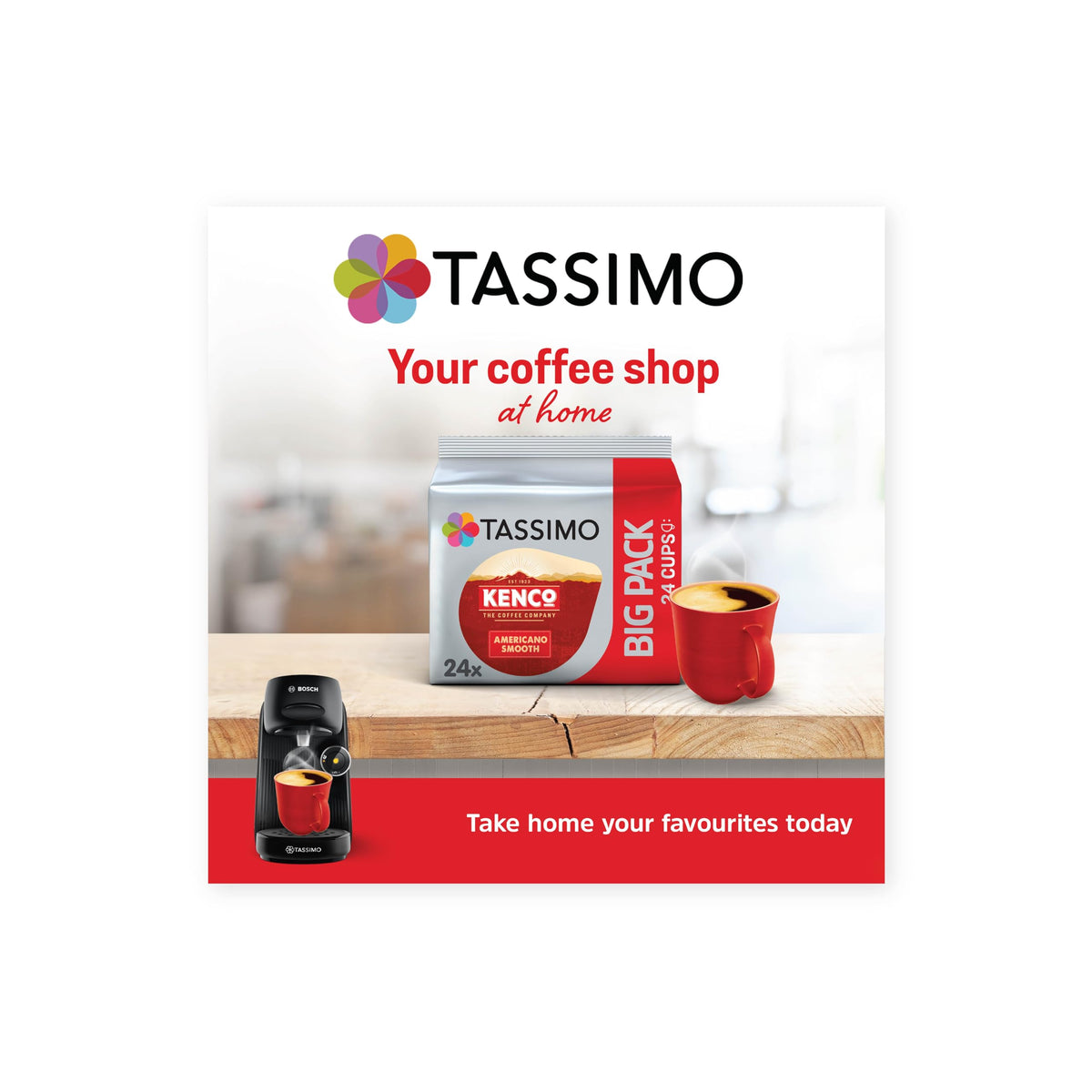 Tassimo Kenco Americano Grande XL Coffee Pods x16 (Pack of 5, Total 80 Drinks)