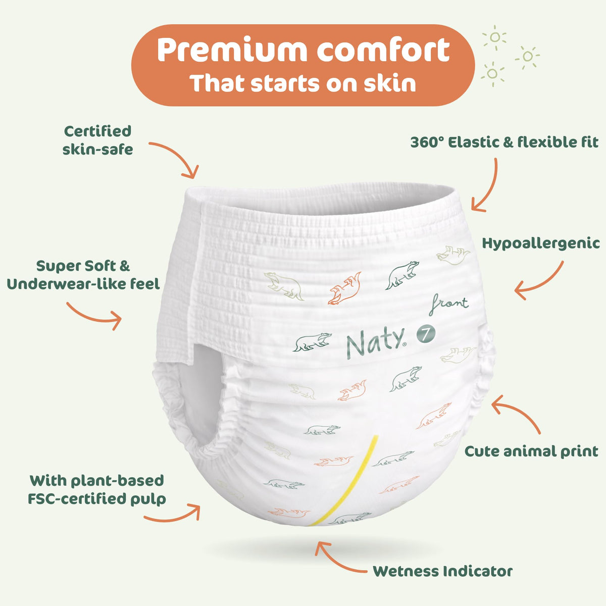 Naty FreeMovers Nappy Pants, Size 6 (16+kg), 18 Count