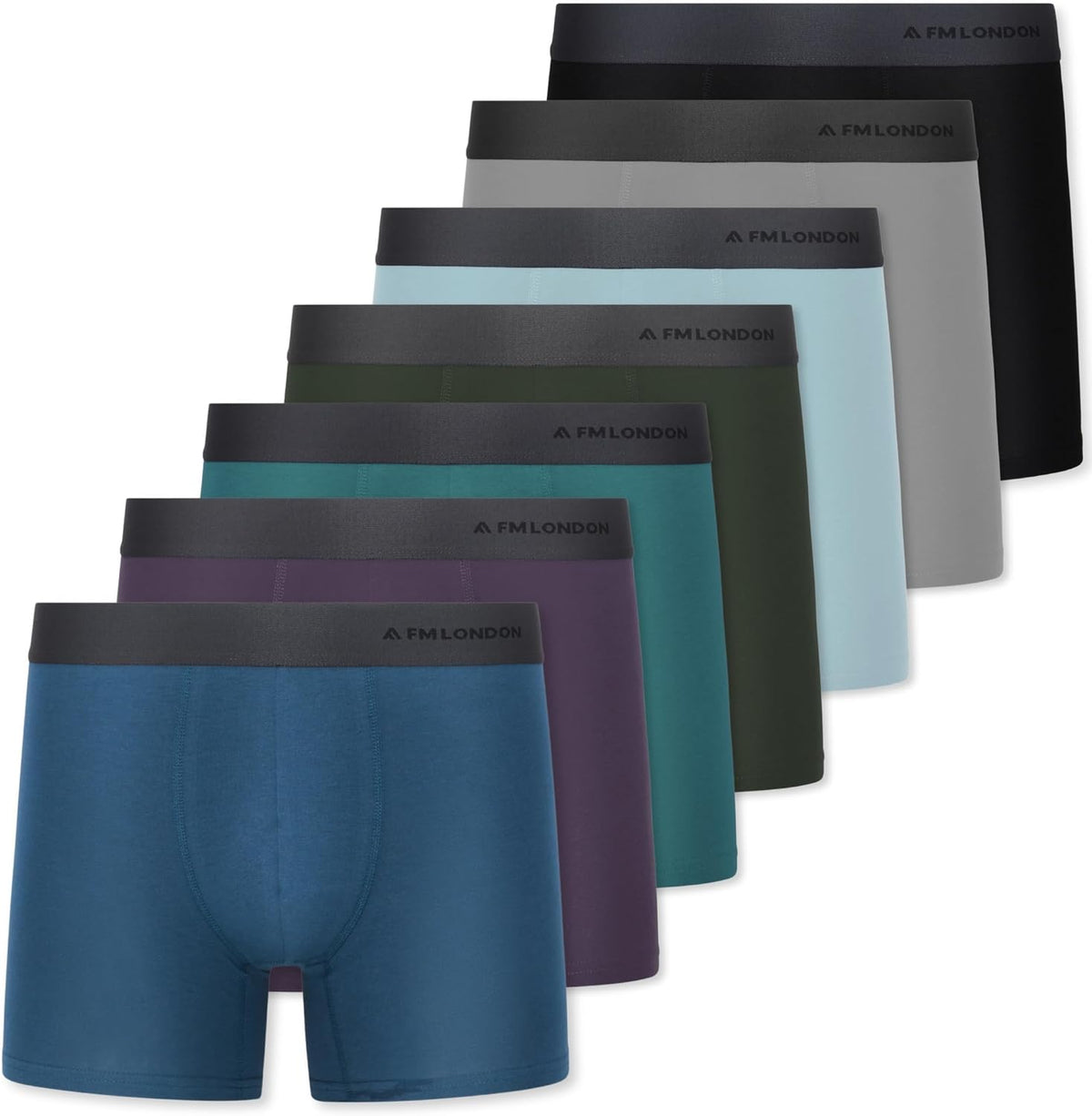 FM London 7-Pack Mens Boxers, Cotton Rich, Soft & Stretchy Mens Underwear