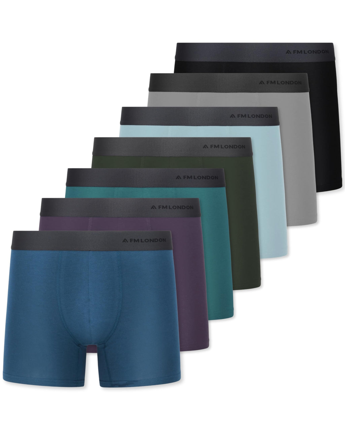 FM London 7-Pack Mens Boxers, Cotton Rich, Soft & Stretchy Mens Underwear
