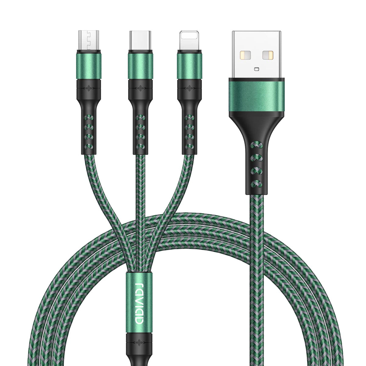 RAVIAD Multi Charger Cable, 3 in 1 Charger Cable 3A USB Fast Charging Cord