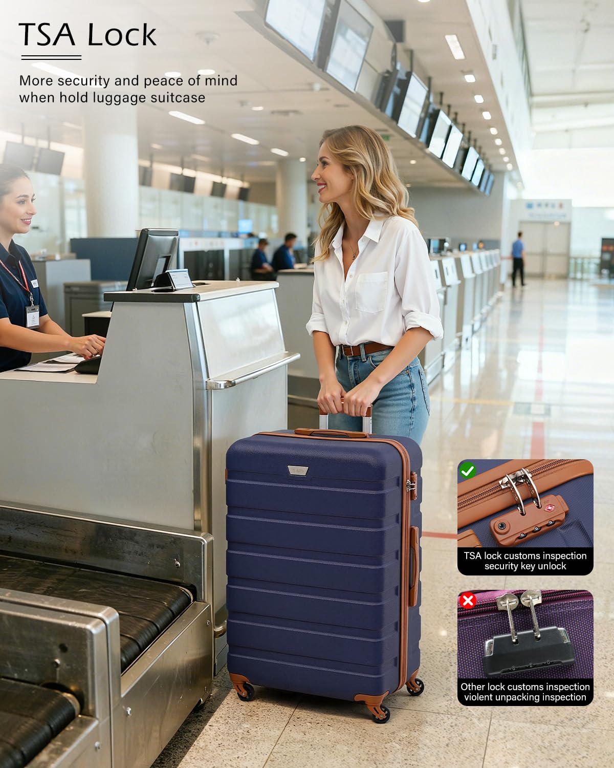 COOLIFE 28 Inch Large Suitcase, ABS+PC, Lightweight Hard Shell Luggage