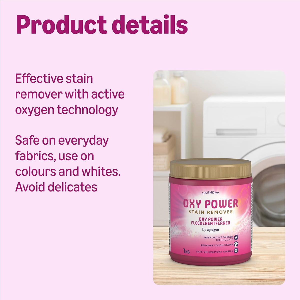 by Amazon Oxy Power Stain Remover Powder for Colours, 1kg