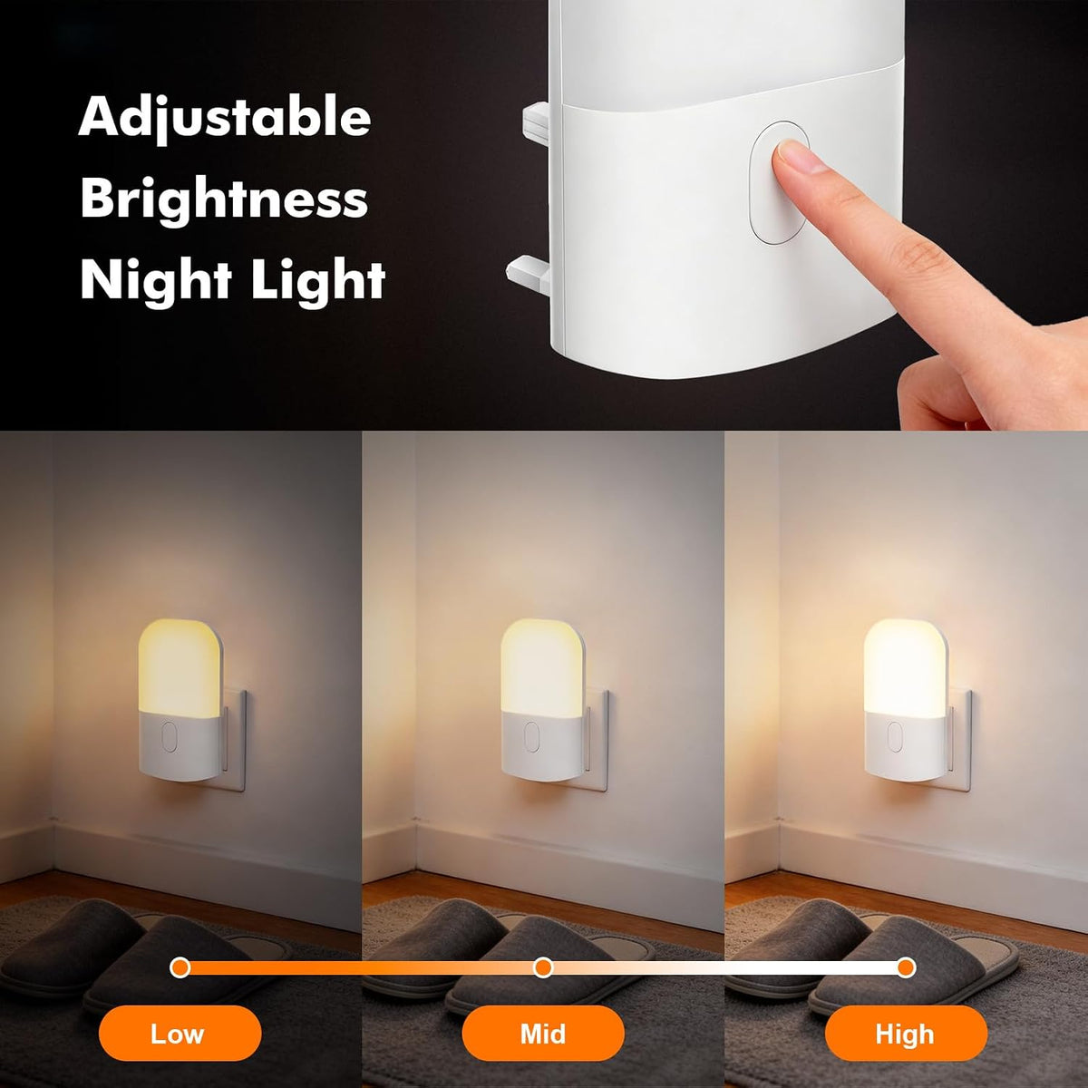 GRIFEMA Plug in Night Light with Dusk to Dawn Photocell Sensor, White