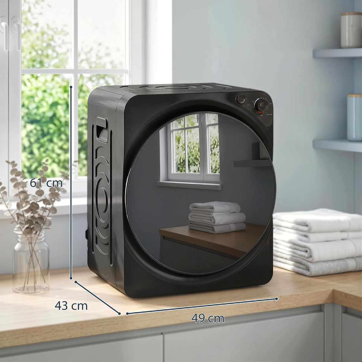 HOMCOM Vented Tumble Dryer, 5kg Wet Laundry/3kg Dry Capacity, 1000W, Black