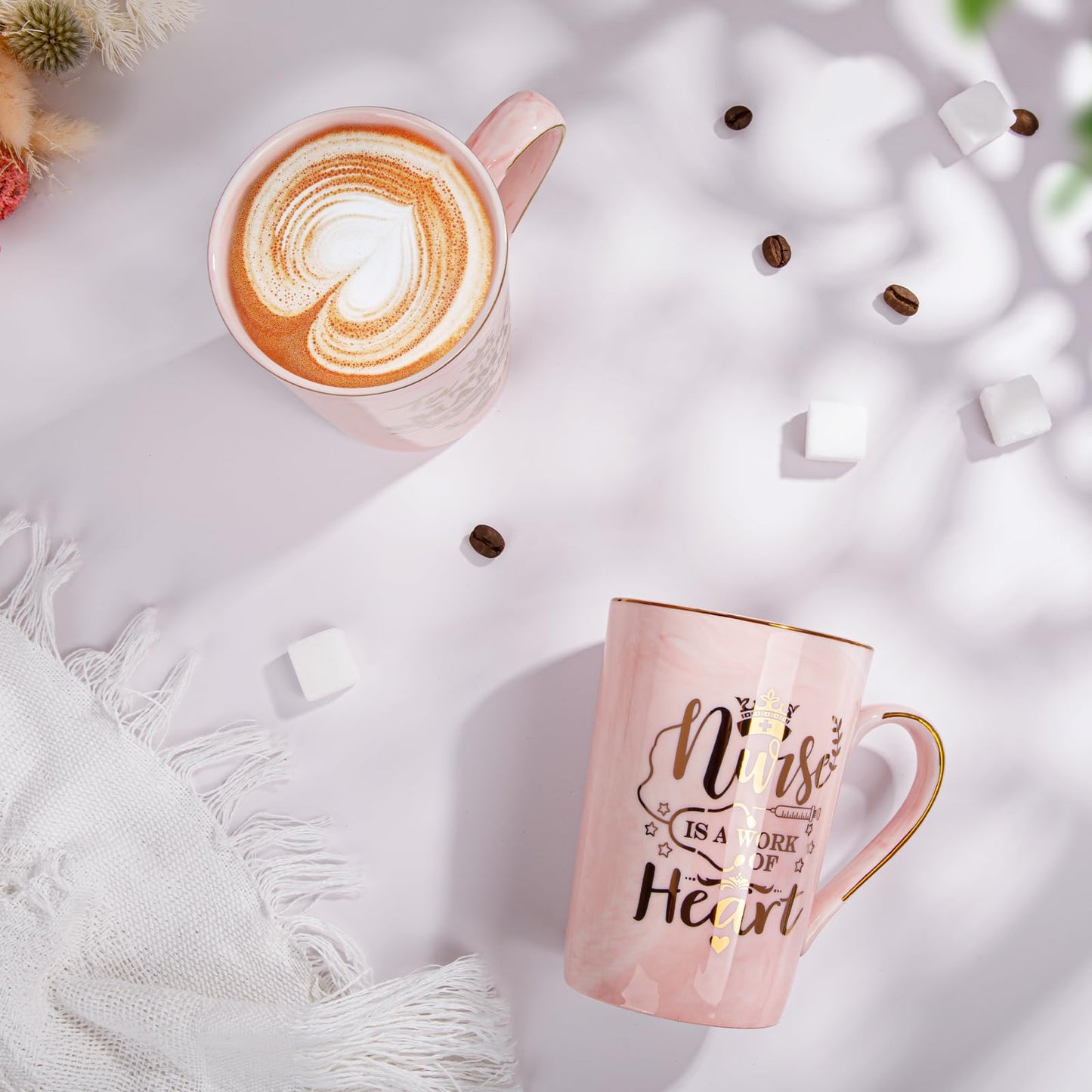 Unique Teacher Appreciation Gifts for Women - Best Teacher Gifts for Teachers, 14oz Pink Marble Ceramic Coffee Mug Printed with Gold, Retirement Birthday Graduation Ideas, End of The Year, Gift Boxed