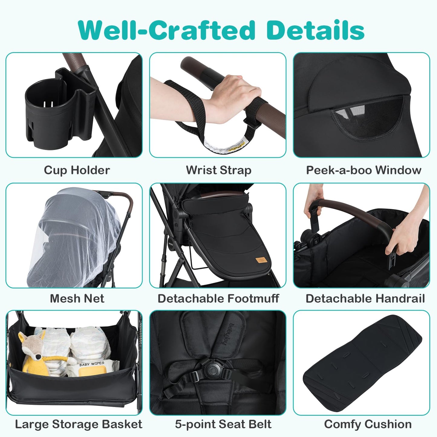 COSTWAY 3 in 1 Baby Stroller, Foldable Travel System Pram with Reversible Seat, Adjustable Canopy & Backrest, Mesh Net, Storage Basket, Lightweight Infant Newborn Pushchair for 0-36 Months (Grey)