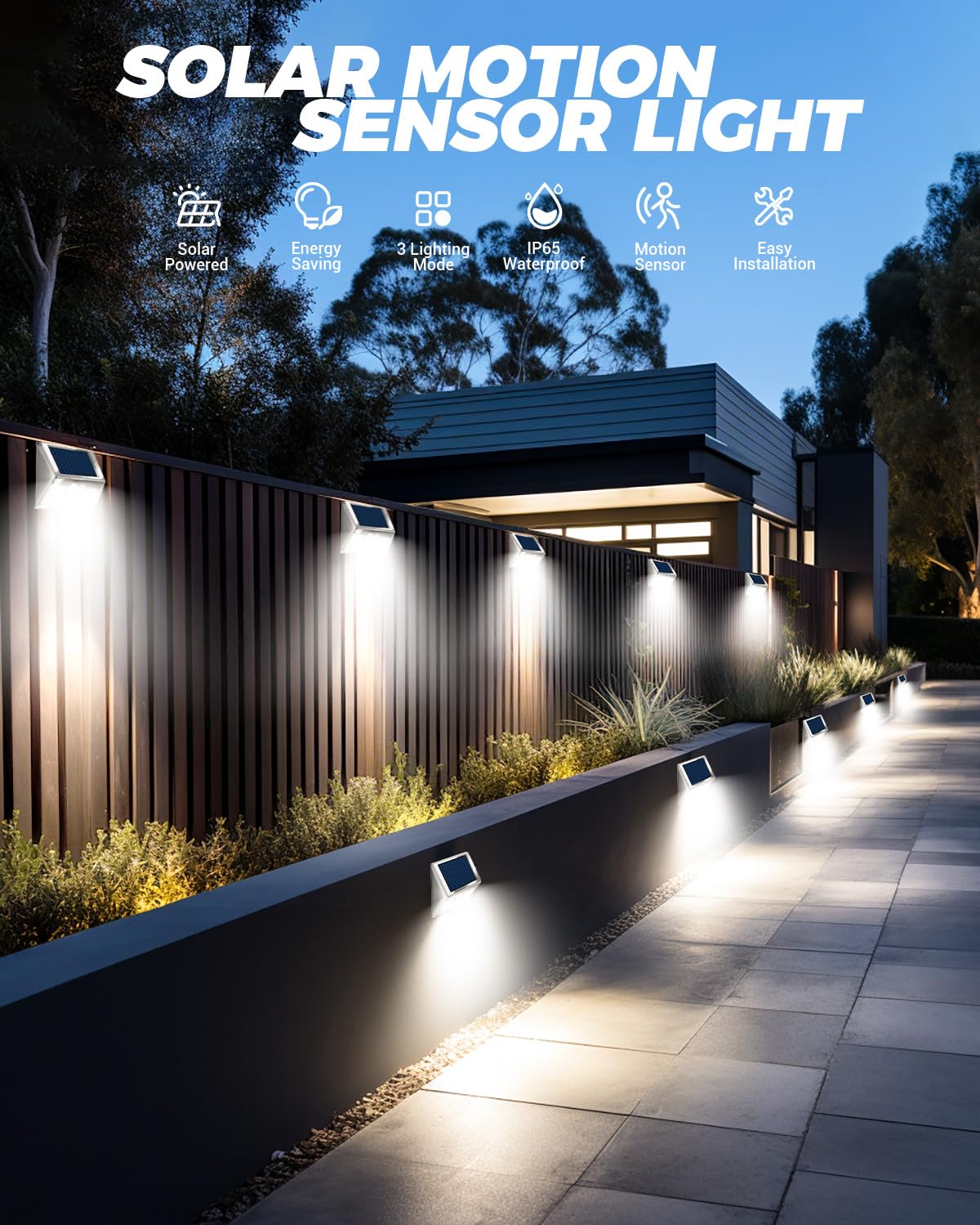 vighep Solar Security Lights Outdoor Motion Sensor, White 318LED Led Solar Powered Light with 3 Lighting Modes, IP65 Waterproof Wireless Pir Wall Light for Outside Garden Fence Yard-Warm White