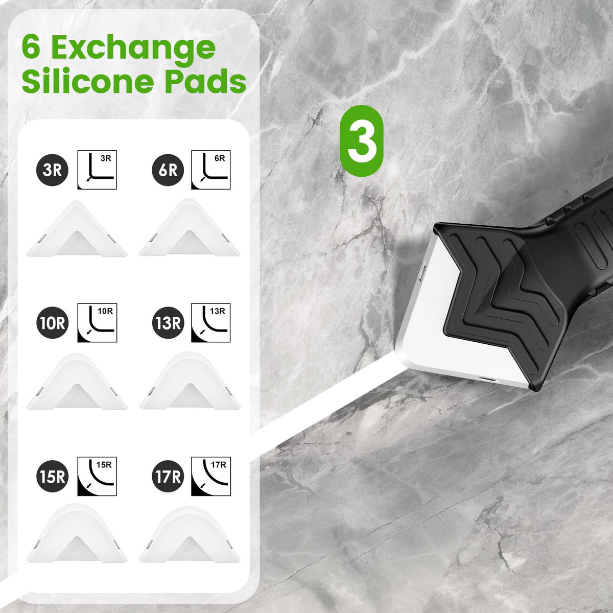 Caulking Tool 5 in 1 Silicone Caulking Grout Removal Sealant Finishing Tool with Grout Scraper, 6 Exchange Silicone Pads, Adhesive Residue Scraper Seam Repair Kit for Kitchen Bathroom