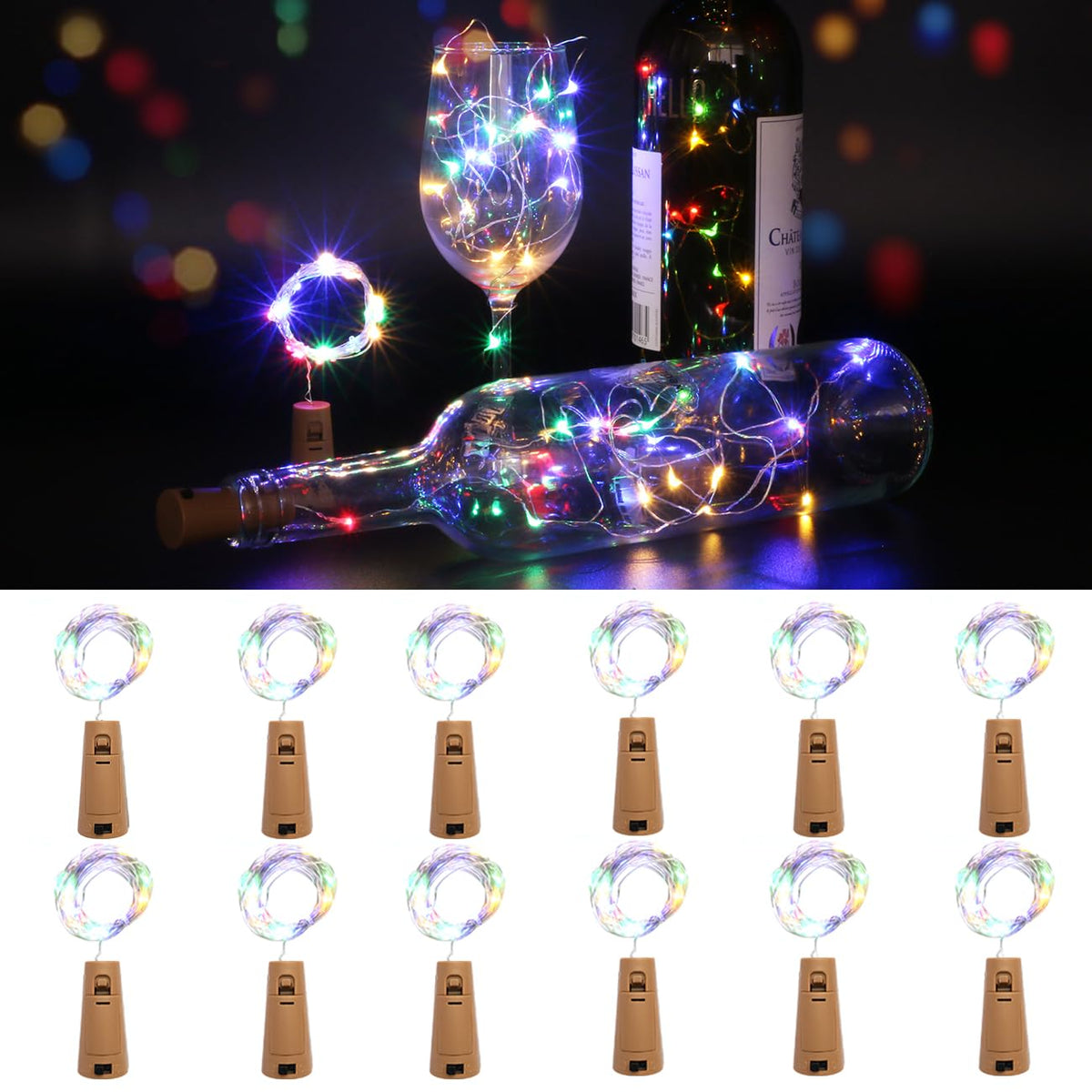 Kolpop 6 Pack Bottle Lights Battery Operated, Warm White Bottles Top Light
