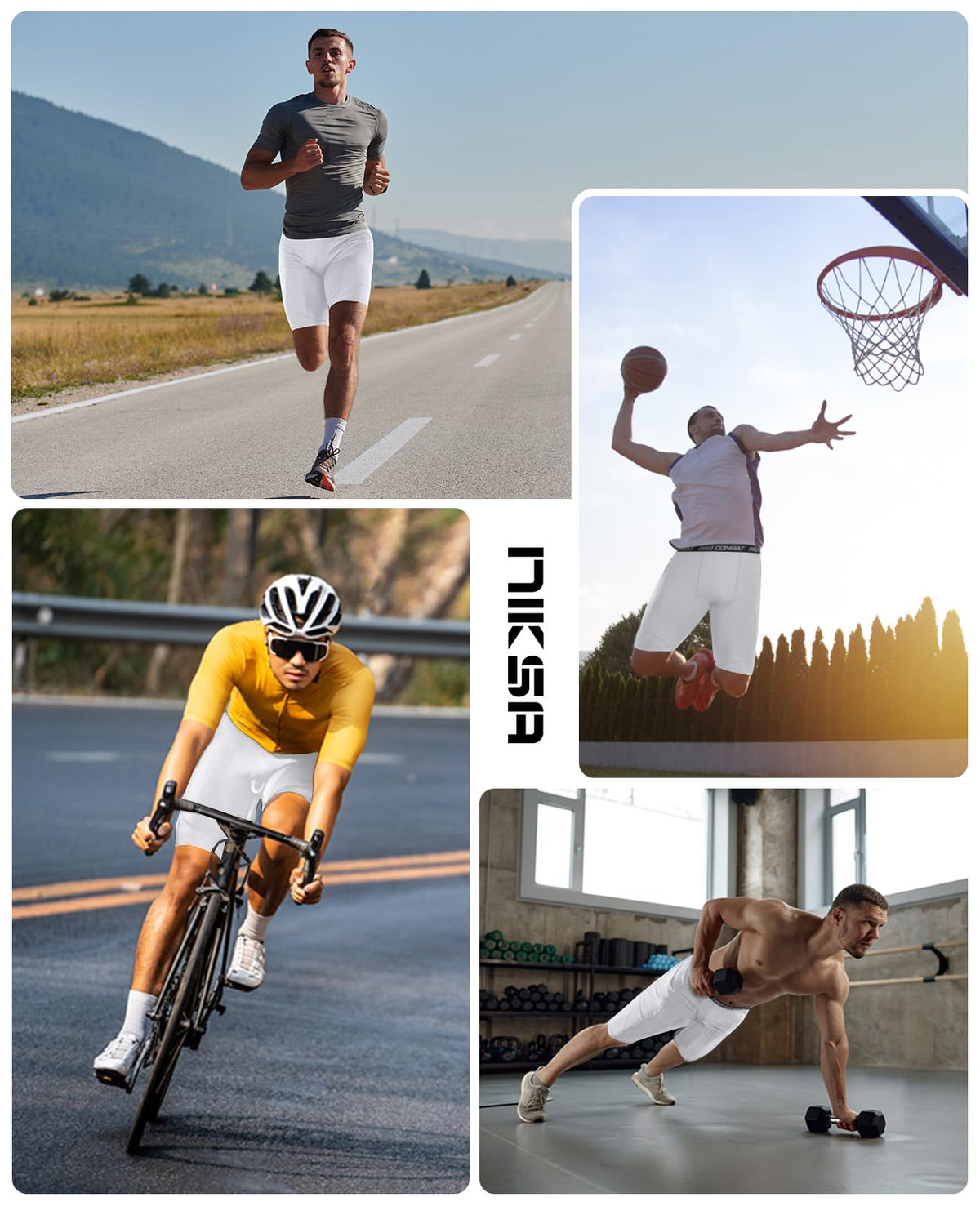 Niksa Compression Shorts Men, 1 Pack or 3 Packs Gym Running Shorts with Pockets Sports Anti Chafing Underwear Base Layer Shorts Quick-Drying Fabric Undershorts Men’s Workout Shorts
