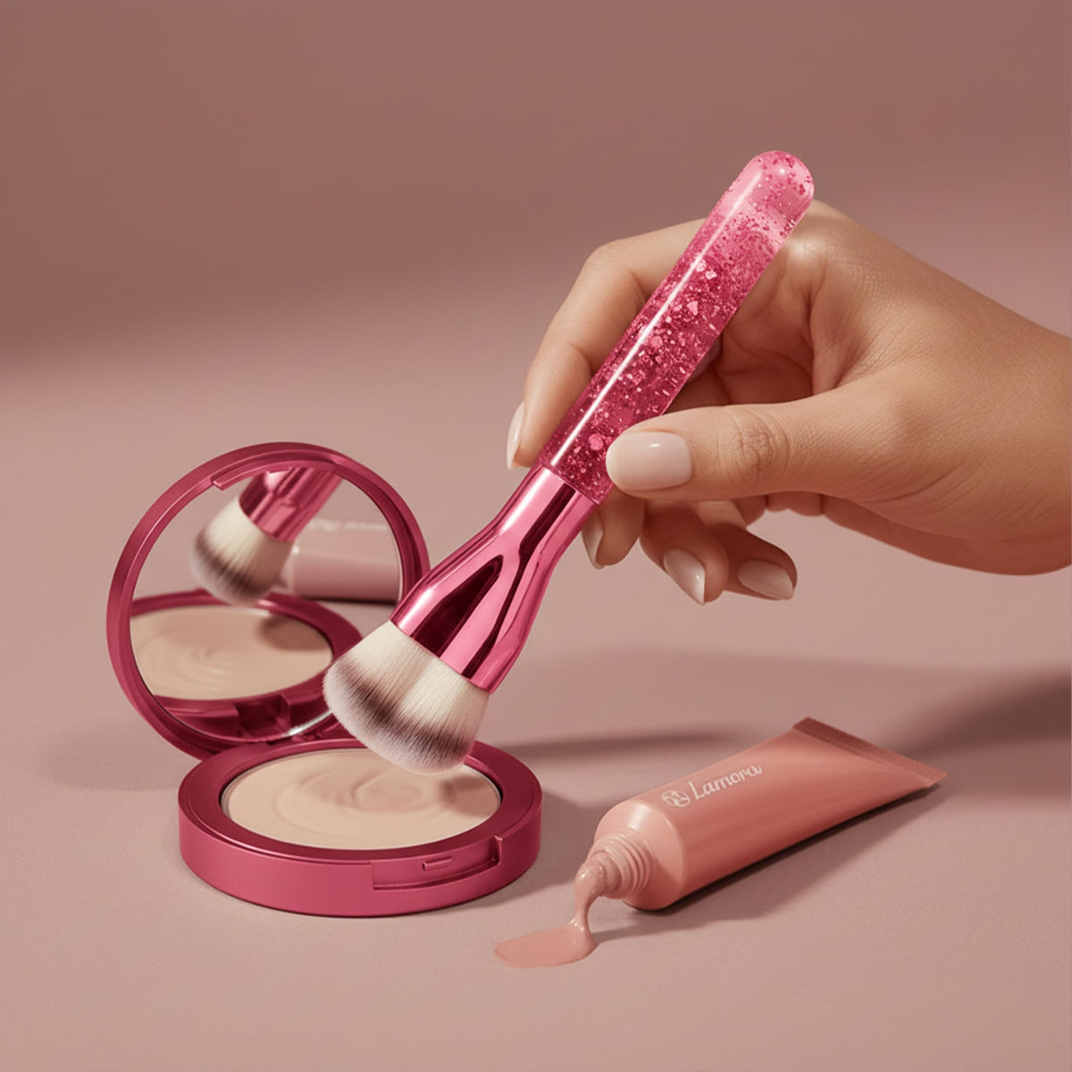 Make Up Brush Foundation Kabuki Flat Top, Perfect For Blending Liquid Cream