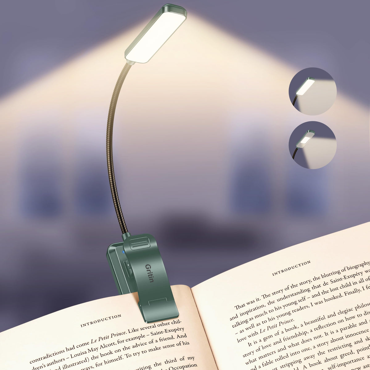 Gritin 2026 Gen 2 Book Light for Reading-30 Eye Caring Full Spectrum LED