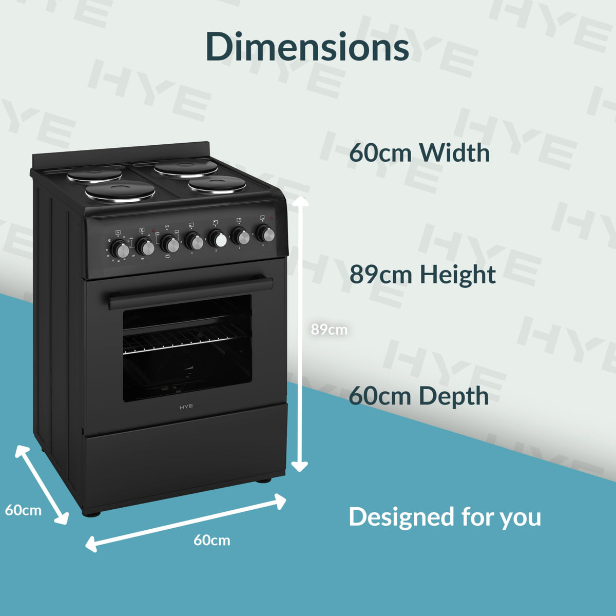 HYE 60cm Freestanding Cooker - Electric Cooker with Kitchen Stove, White