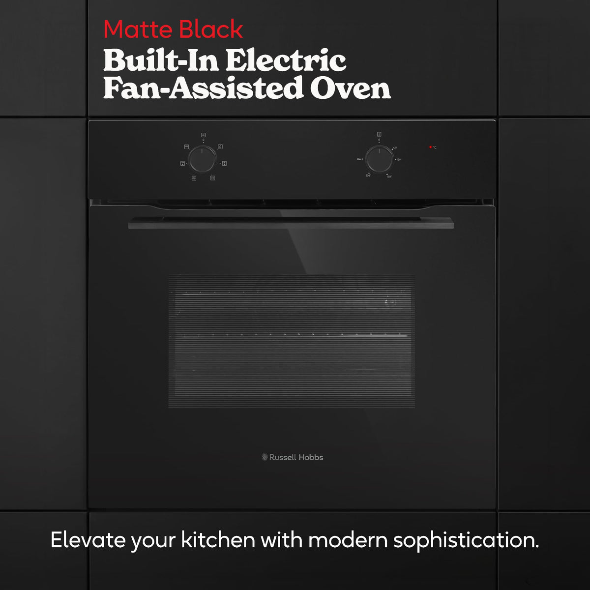 Russell Hobbs 70L, 60cm Wide, Single Electric Built-in Fan Oven and Grill in Stainless Steel, 6 Oven Functions, RHFEO7004SS