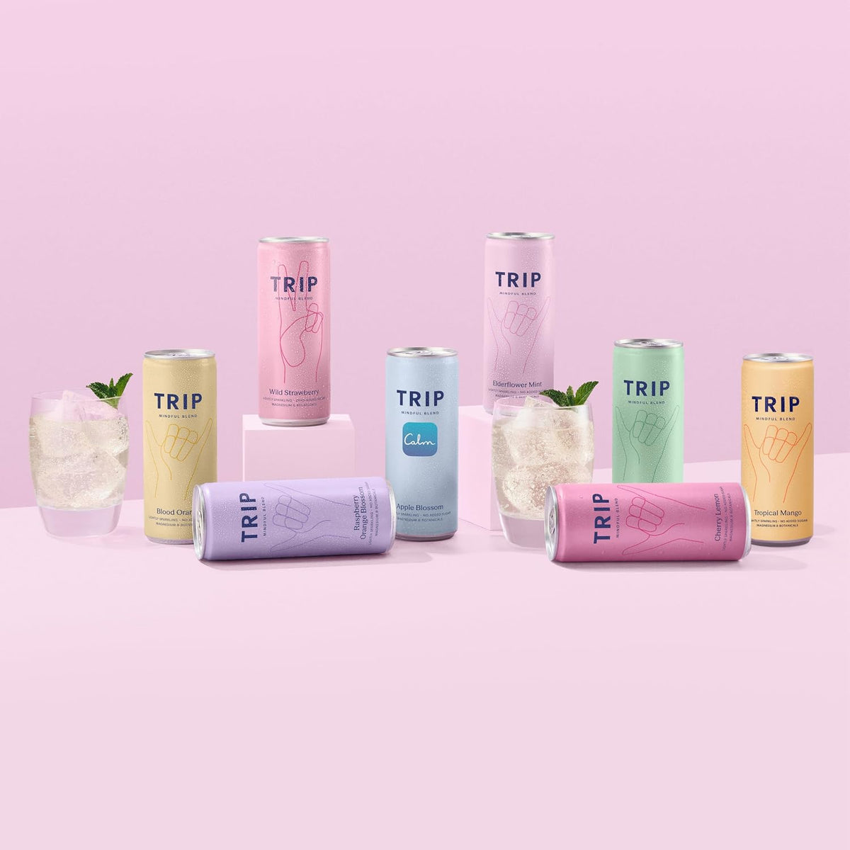 TRIP Calm Magnesium Drink, Sparkling Mocktail, Ultimate Sampler Mix, 12pack