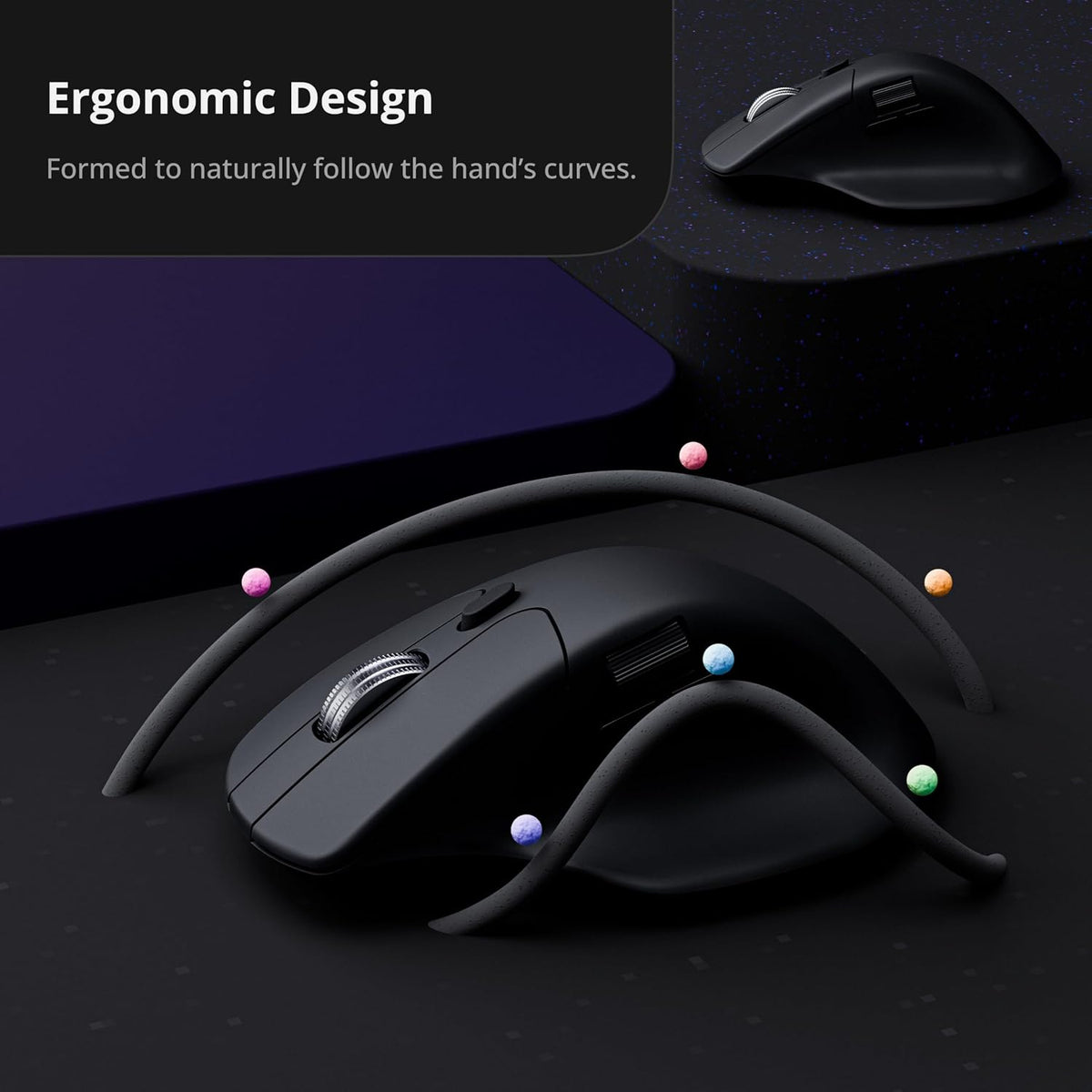 Keychron M6 8000 Hz Silent Wireless Bluetooth 5.3/2.4 GHz/Wired Connection Gaming Mouse, Lightweight Body Programmable PixArt 3950 Sensor (30K DPI / 750 IPS) for Windows Mac Linux - Black