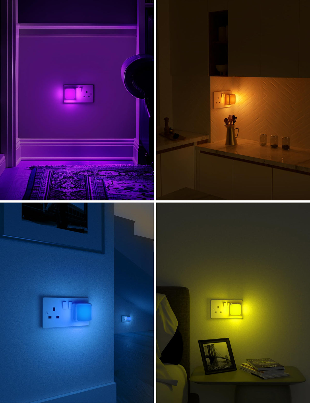 PURSNIC Night Light Plug in Wall, Dusk to Dawn, 3000K Warm White, 4 Pack