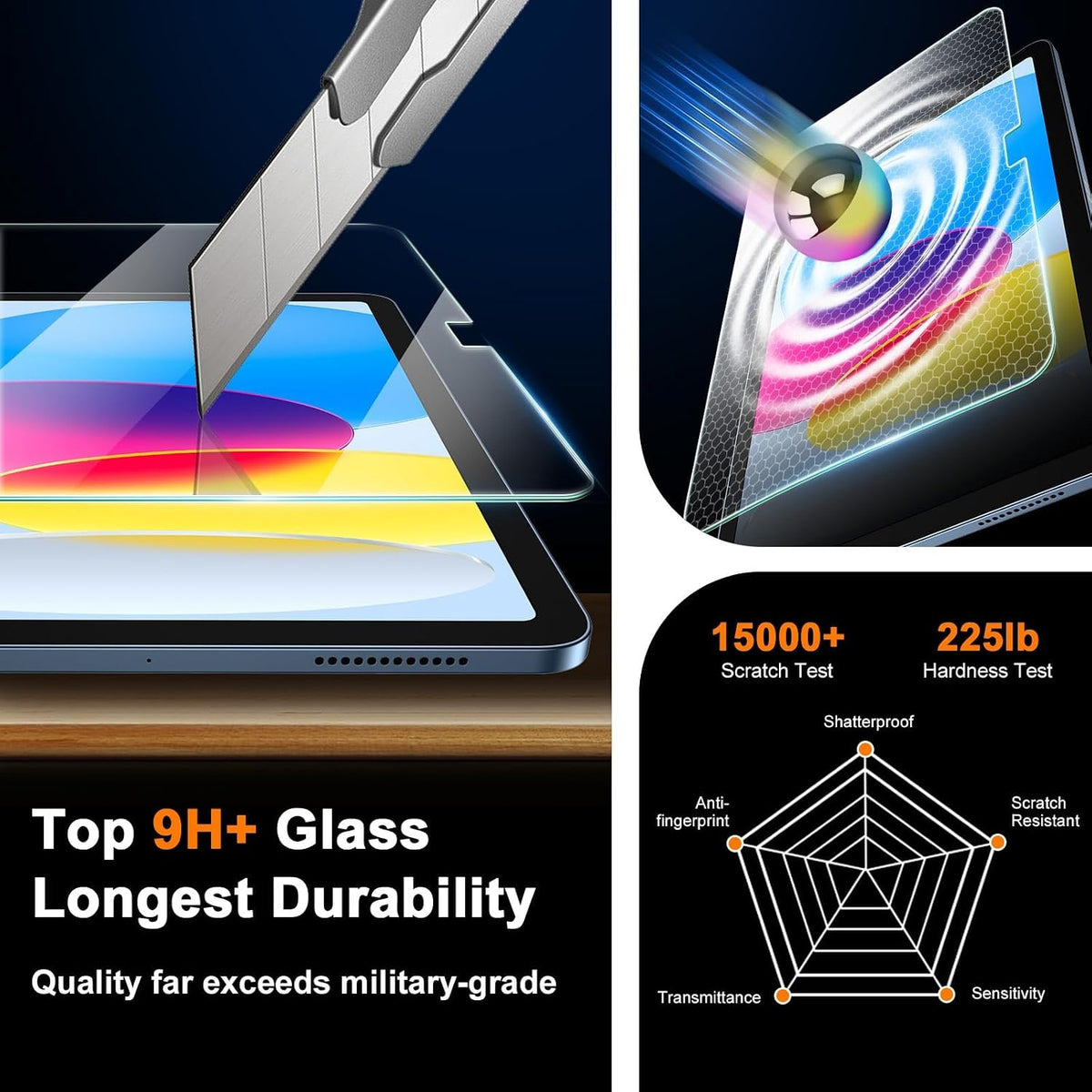 TOPESCT 2-Pack Screen Protector for iPad (A16) 11th/10th Generation (2025/2022,11 inch/10.9 Inch),9H Tempered Glass Film (iPad 11th/10th Generation（2025/2022), 2 Pack