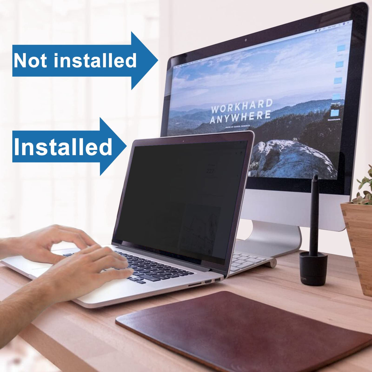 IPROKKO Laptop Privacy Screen 13.3 Inch 16:9 Anti-Blue Light Filter