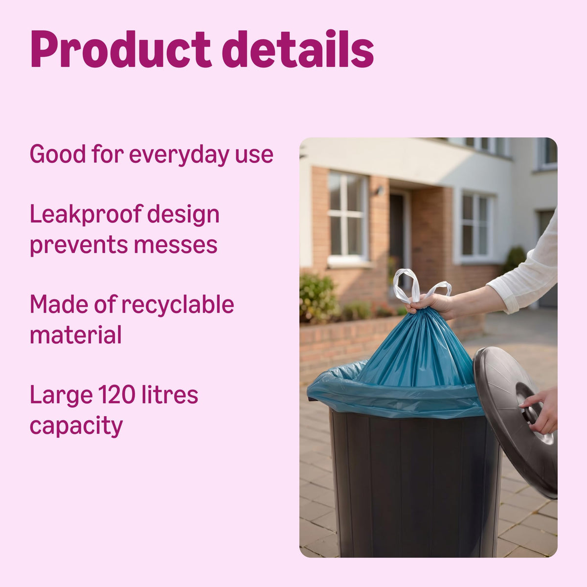 by Amazon Bin Liners with Carry Handles, 25 Litre, Transparent, 30 Count