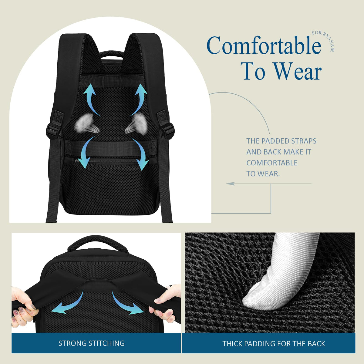 Lossga for Ryanair Cabin Bags 40x30x20,Cabin Bag Travel Backpack