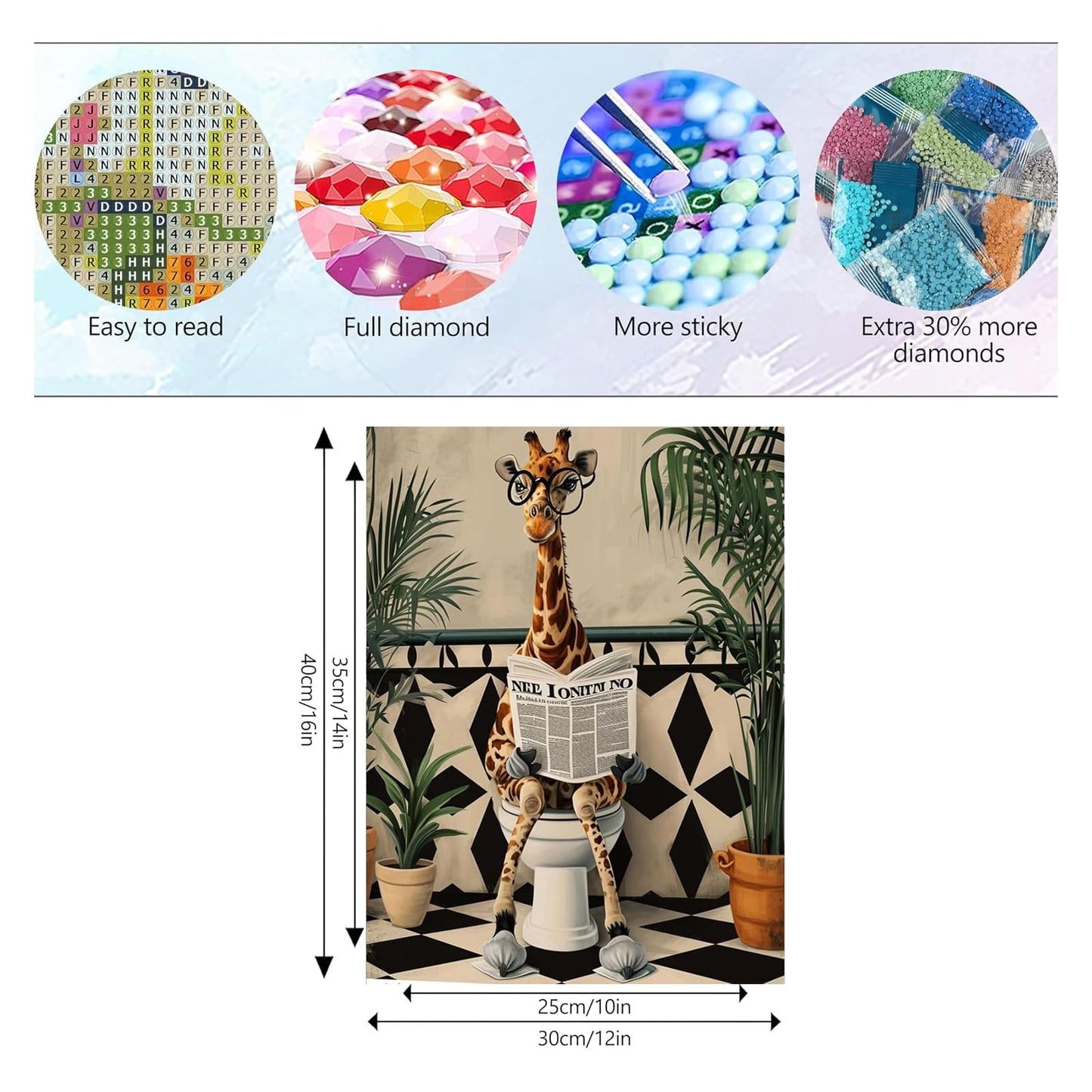 VARHHUXHA 5D Diamond Art Painting Kits for Adults, Cow and Flower Full Drill Crystal Art Kits for Adults, DIY Cross Stitch Arts Crafts Pictures Embroidery Kit for Beginner Home Wall Decor 30x40