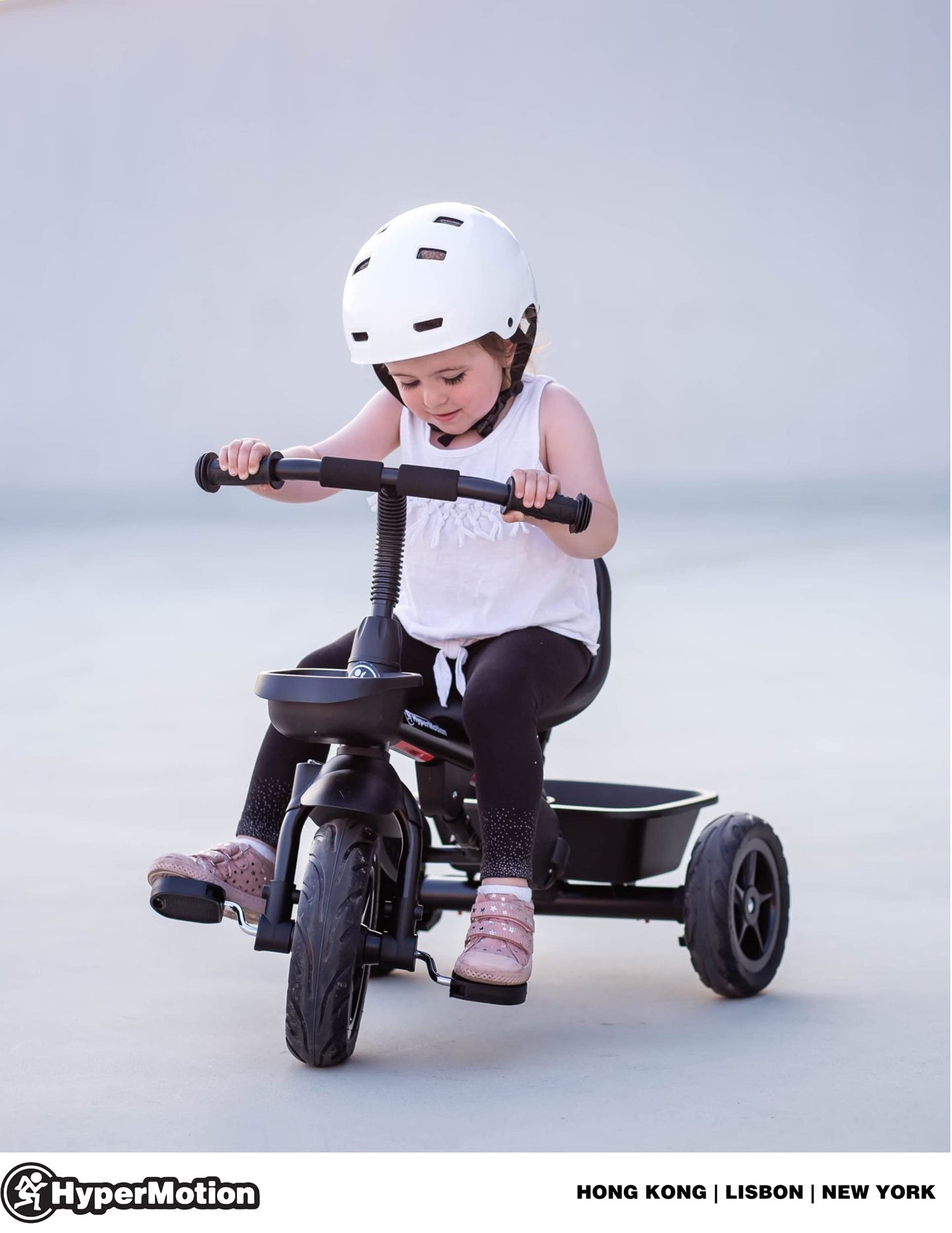 HyperMotion Toddler Tricycle with Parent Handle, Canopy, Safety Belt & Basket — From 12 Months