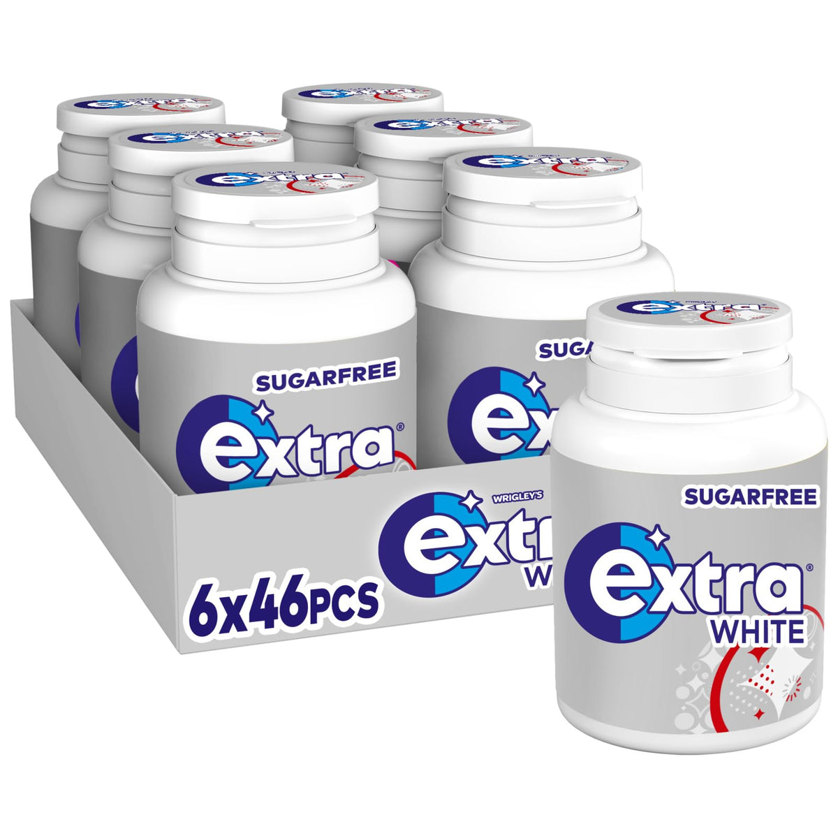 Wrigley's Extra White Bubblemint Sugar Free Chewing Gum Bottle 46 Pieces