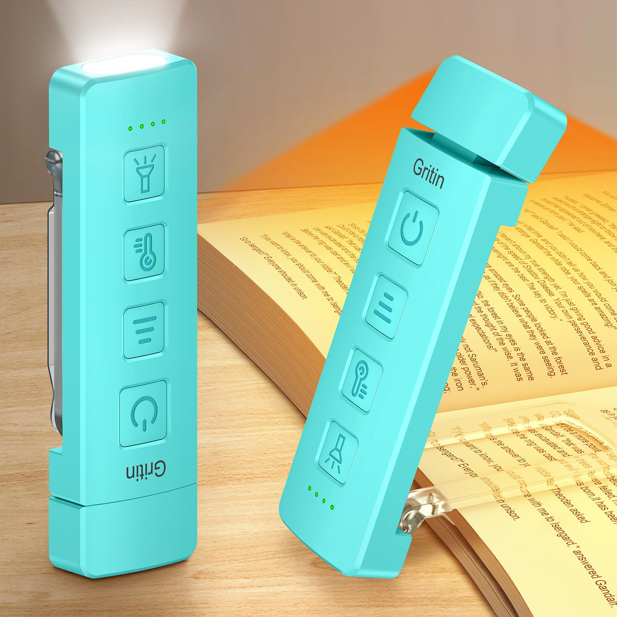 Gritin 2026 Gen 2 Rechargeable Book Light,2-in-1 Reading Light & Torch