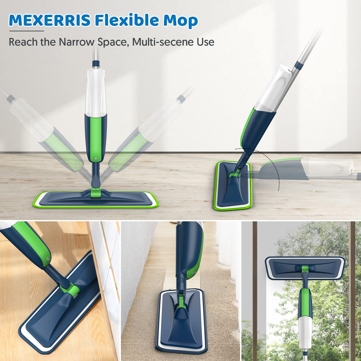 Microfibre Floor Mop with 4 Washable Pads: Spray Mops for Cleaning Floors