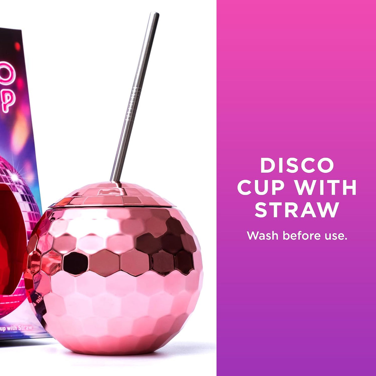 Pink Gin Gift Set, Gordon's Pink, Disco Ball Cup & Metal Straw