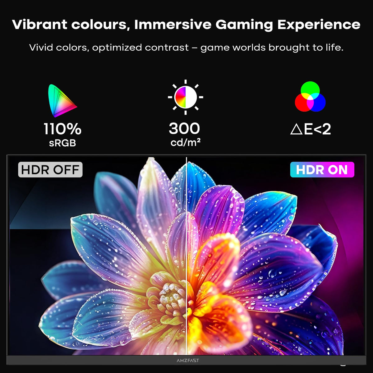 Amzfast 24 Inch 200Hz Gaming Monitor, FHD 1080P Fast IPS, 1ms MPRT, Adaptive Sync, AI-Crosshair, 110% sRGB, HDR, Low Blue Light, HDMI2.0&DP1.4, VESA75x75mm for PC Desktop Laptop PS5 Xbox, G24X1W