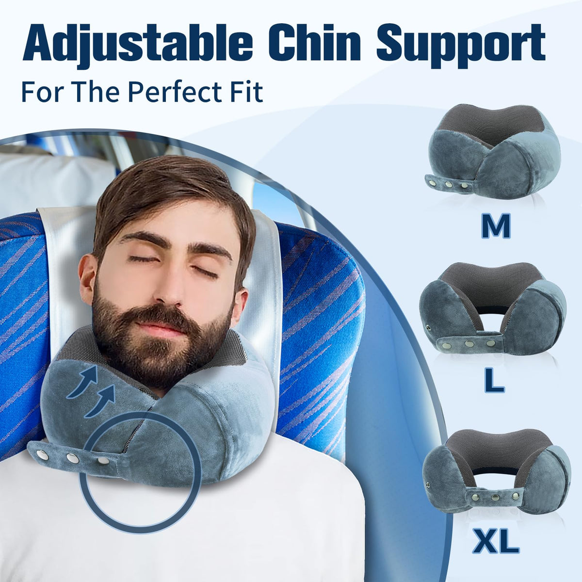 Cirorld Travel Pillow for Airplane, Neck Pillow for Travel, Memory Foam Travel Neck Pillow for Adults, Adjustable & Compact Flight Pillow, Ergonomic Neck Cushion, With Ear Plugs, Eye Mask, Carry Bag