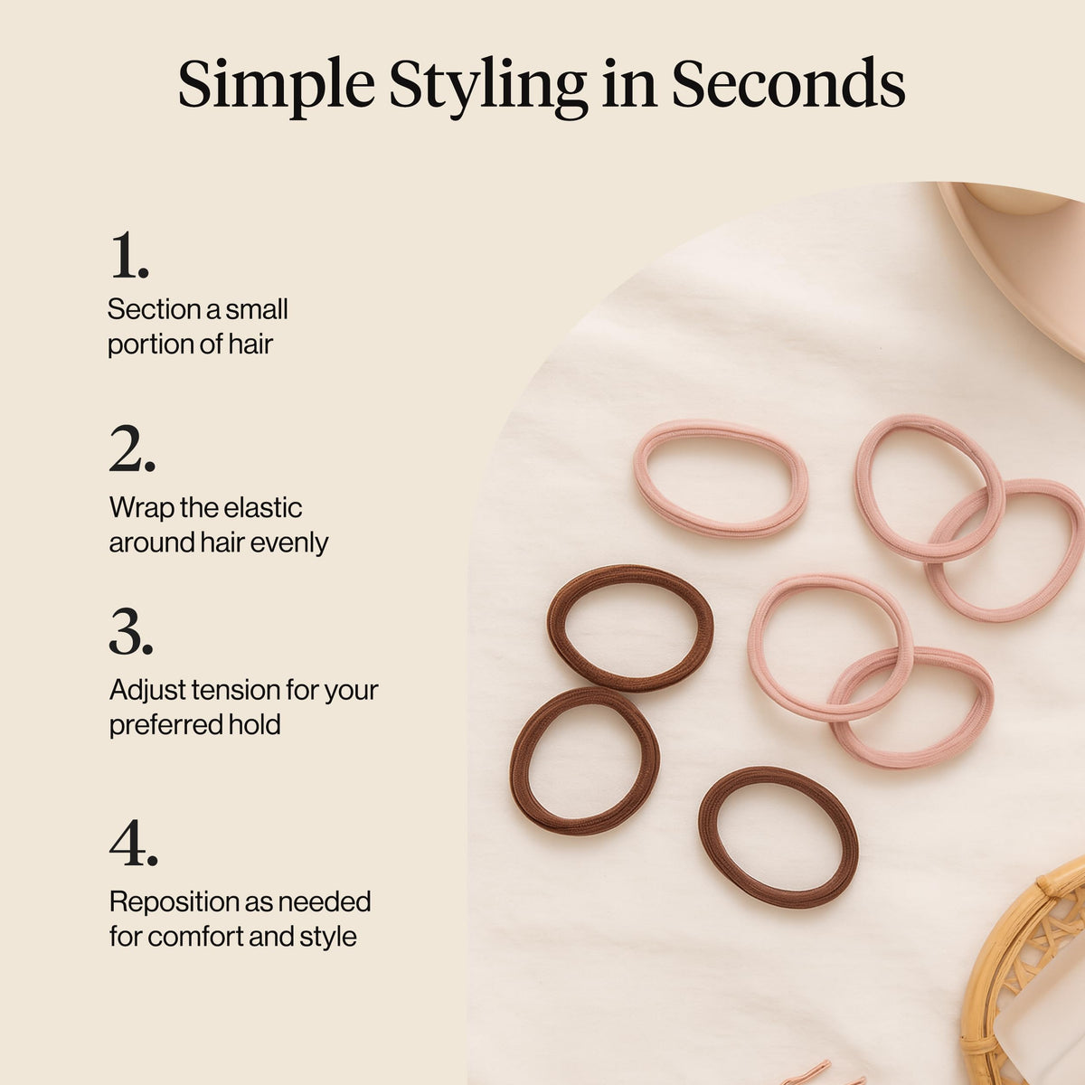 Kitsch Soft Nylon Hair Ties No Damage 6pcs - Black