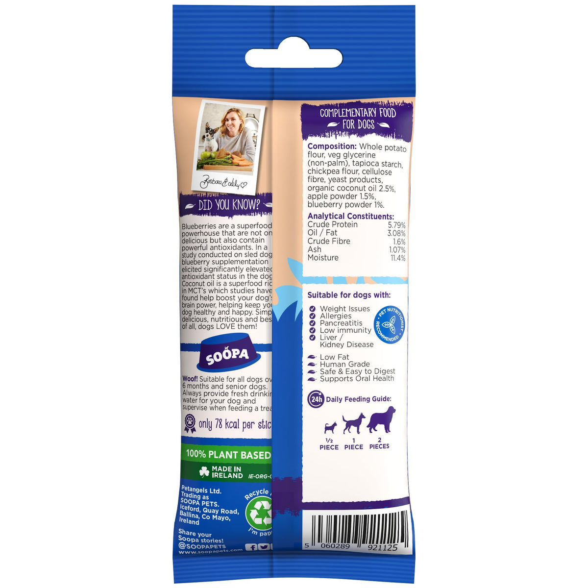 Soopa Carrot & Pumpkin Dog Dental Sticks, Chews to Clean Teeth, 100 g, 1-Pk