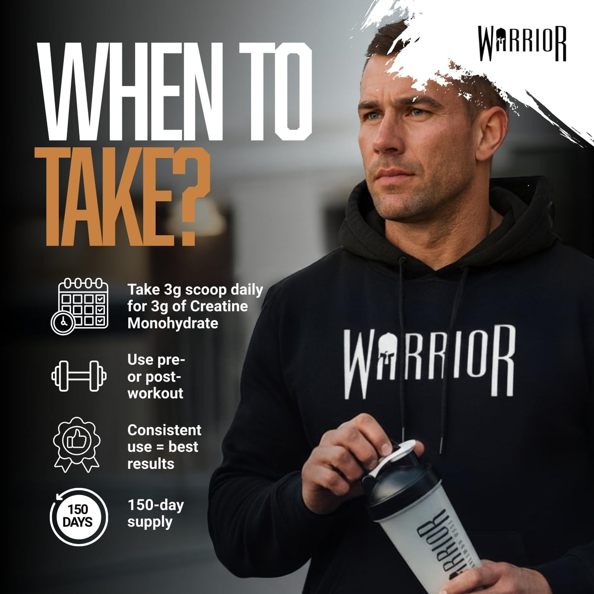 Warrior Creatine Monohydrate Powder 500g Pure Micronised (166 Servings)