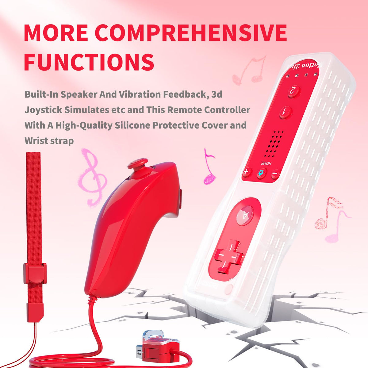 TechKen 2-Pack Wii Remote Plus with Built-in MotionPlus gyroscope, Compatible with all original Wii Remote accessories, Wii Controller for Wii/Wii U