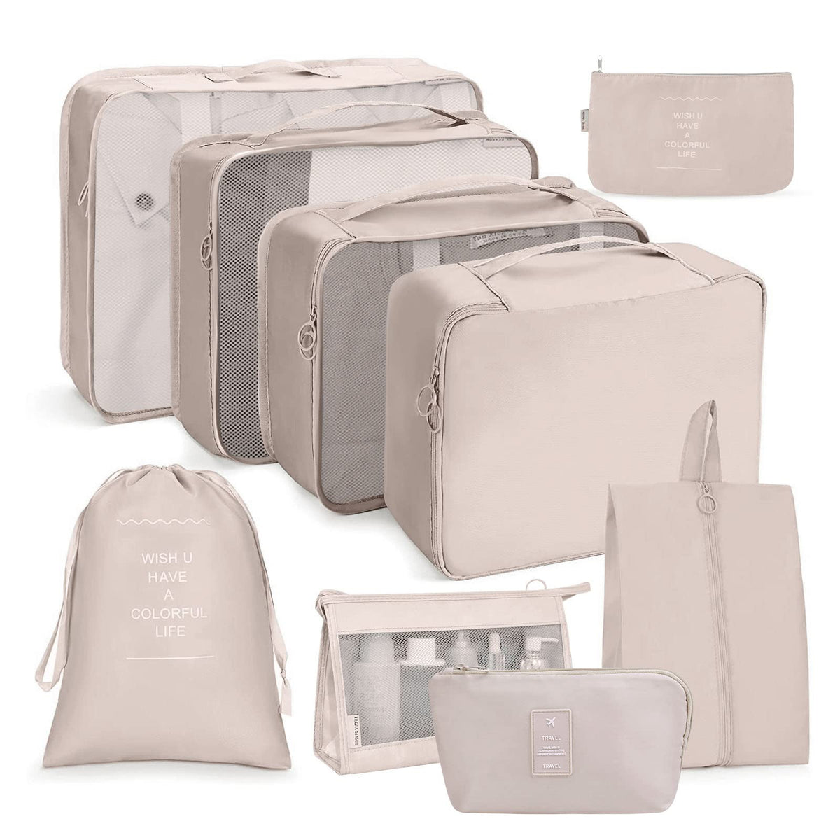 OSDUE Packing Cubes for Suitcase, 8PCS Thickening Travel Organiser Packing Bags Lightweight Travel Accessories Organizers Essentials Clothes Shoes Cosmetics Toiletries Storage Bags