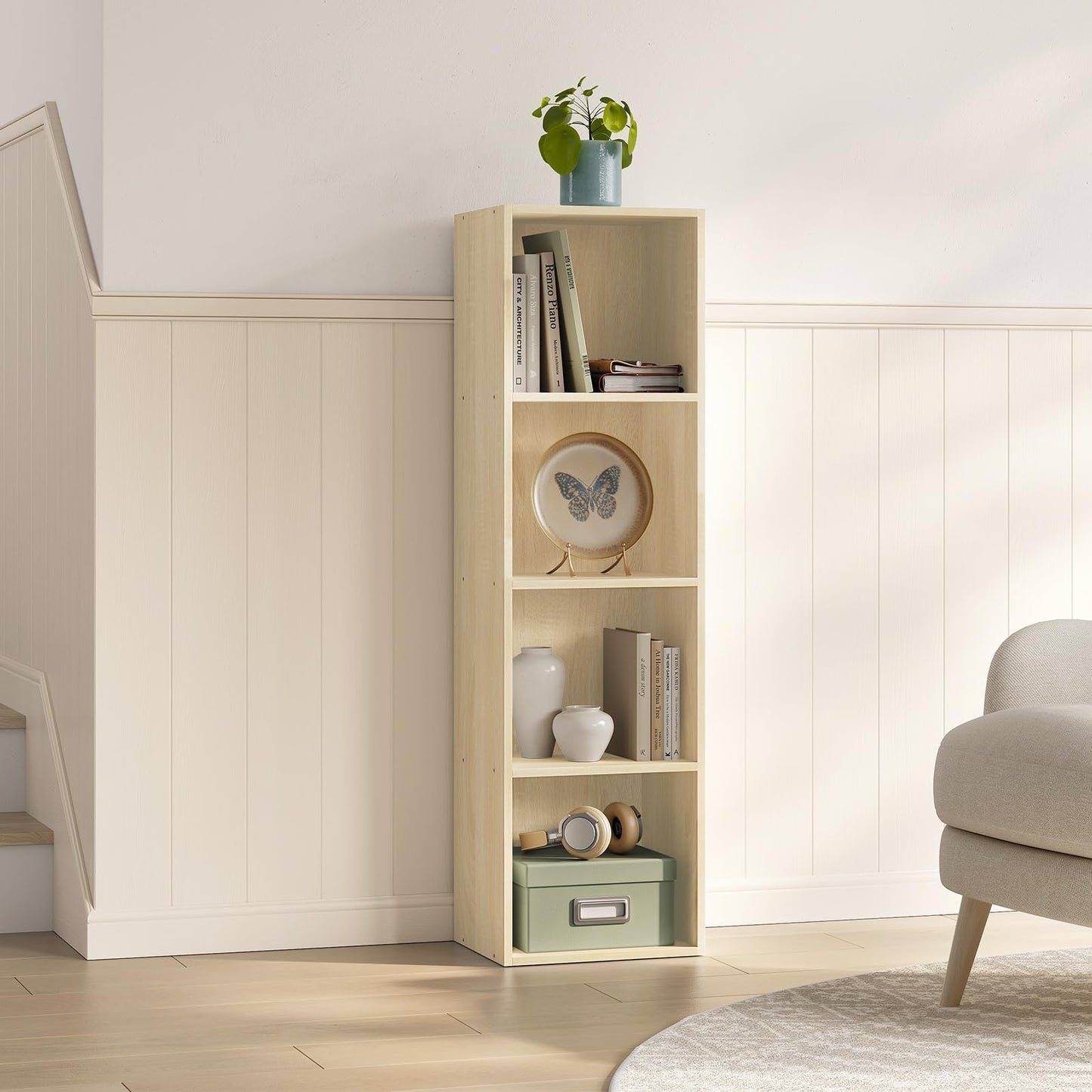 WOLTU Bookcase, White Book Shelf 6 Storage Cubes Unit, Tall Freestanding Bookcases for Living Room,Bedroom